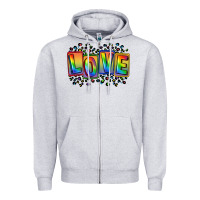 Heather Grey Love pride Zipper Hoodie - FaDigitalArtStudio