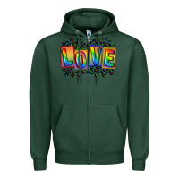 Sports Green Love pride Zipper Hoodie - FaDigitalArtStudio