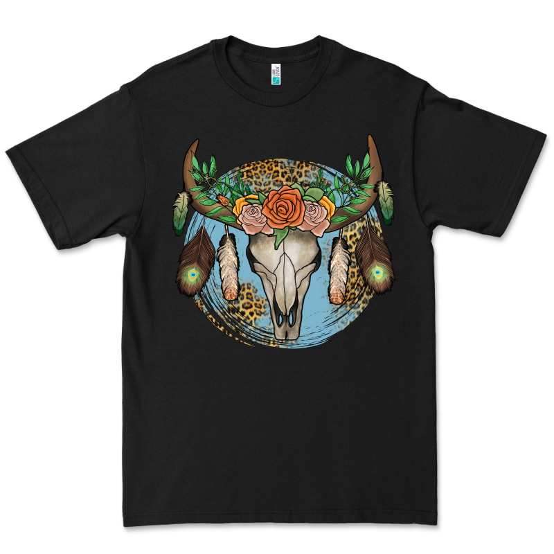 Floral Feather Bull Skull Premium Tee by JahusDesignShop | Teevron