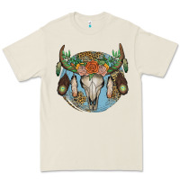 Bone floral feather bull skull Premium Tee - JahusDesignShop