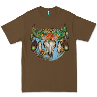 Cacao floral feather bull skull Premium Tee - JahusDesignShop