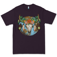 Plum floral feather bull skull Premium Tee - JahusDesignShop