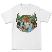 White floral feather bull skull Premium Tee - JahusDesignShop
