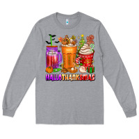 Heather Grey hallothanksmas coffee cups Long Sleeve Tee - texasbilliewilder