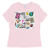 Bubblegum Pink teacher always learning Ladies Tee - NancyCooperArtShop