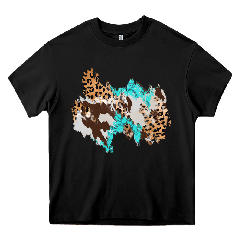 Cowhide Leopard Turquoise Patch Heavy Core Tee by AdoDesignShop | Teevron