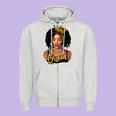 Black Queen Zipper Hoodie Designed By Fadigitalartstudio