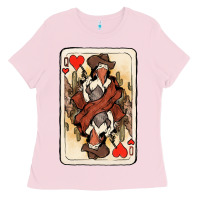 Bubblegum Pink queen of hearts cowgirl Ladies Tee - NancyCooperArtShop