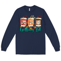 Navy Candles with Fall Getting Lit Long Sleeve Tee - texasbilliewilder