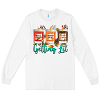 White Candles with Fall Getting Lit Long Sleeve Tee - texasbilliewilder