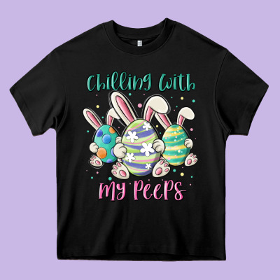 Chilling With My Peeps Heavy Core Tee Designed By Maliassmallbusiness