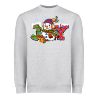 Heather Grey christmas joy snowman Heavyweight Sweatshirt - CowGirlArtShop