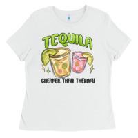 White tequila cheaper than therapy Ladies Tee - MaliasSmallBusiness