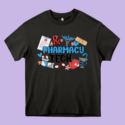 Pharmacy Tech Heavy Core Tee Designed By Maliassmallbusiness