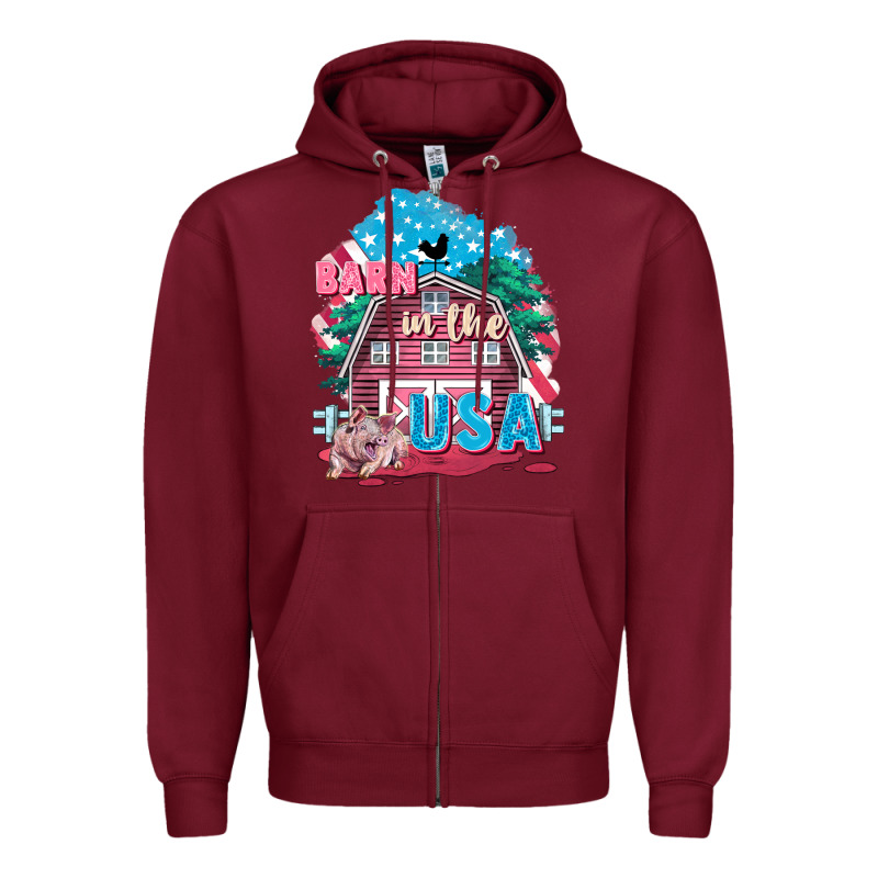 Barn In The Usa Zipper Hoodie by FaDigitalArtStudio | Teevron