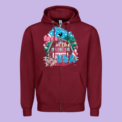 Barn In The Usa Zipper Hoodie Designed By Fadigitalartstudio