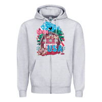 Heather Grey Barn in the USA Zipper Hoodie - FaDigitalArtStudio