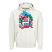 Oatmeal Heather Barn in the USA Zipper Hoodie - FaDigitalArtStudio