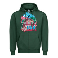 Sports Green Barn in the USA Zipper Hoodie - FaDigitalArtStudio