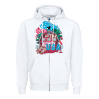 White Barn in the USA Zipper Hoodie - FaDigitalArtStudio