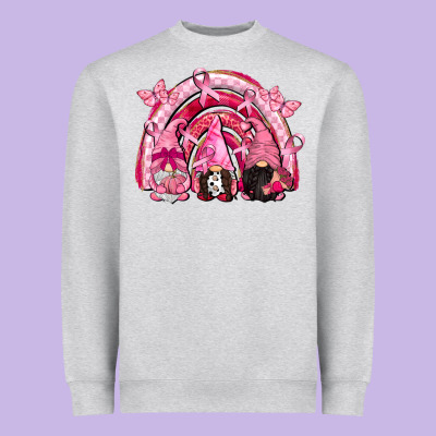 Gnomes Rainbow Breast Cancer Heavyweight Sweatshirt Designed By Cowgirlartshop
