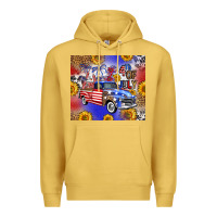 Antique Gold Fourth Of July Sunflowers Truck Premium Hoodie - FaDigitalArtStudio