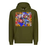 Fourth Of July Sunflowers Truck Premium Hoodie | Teevron