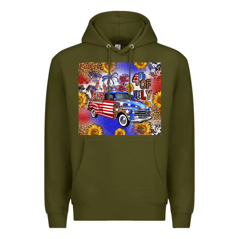 Fourth Of July Sunflowers Truck Premium Hoodie by FaDigitalArtStudio | Teevron