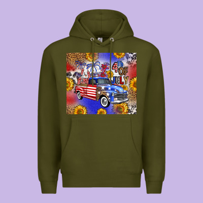 Fourth Of July Sunflowers Truck Premium Hoodie Designed By Fadigitalartstudio