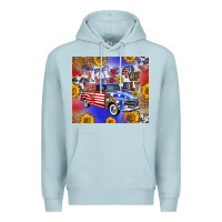 Blue Mist Fourth Of July Sunflowers Truck Premium Hoodie - FaDigitalArtStudio