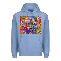 Colony Blue Fourth Of July Sunflowers Truck Premium Hoodie - FaDigitalArtStudio
