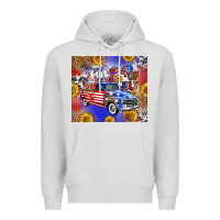Dove Grey Fourth Of July Sunflowers Truck Premium Hoodie - FaDigitalArtStudio