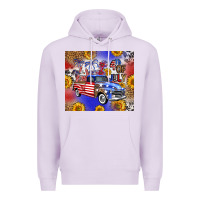 Lilac Fourth Of July Sunflowers Truck Premium Hoodie - FaDigitalArtStudio