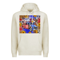 Oatmeal Heather Fourth Of July Sunflowers Truck Premium Hoodie - FaDigitalArtStudio