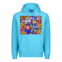 Ocean Blue Fourth Of July Sunflowers Truck Premium Hoodie - FaDigitalArtStudio
