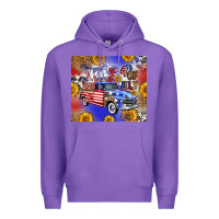 Purple Fourth Of July Sunflowers Truck Premium Hoodie - FaDigitalArtStudio