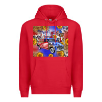 Red Fourth Of July Sunflowers Truck Premium Hoodie - FaDigitalArtStudio