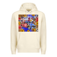 Sandshell Fourth Of July Sunflowers Truck Premium Hoodie - FaDigitalArtStudio