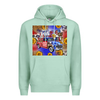 Seafoam Fourth Of July Sunflowers Truck Premium Hoodie - FaDigitalArtStudio