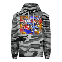 Slate Camo Fourth Of July Sunflowers Truck Premium Hoodie - FaDigitalArtStudio