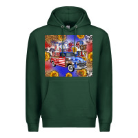Sports Green Fourth Of July Sunflowers Truck Premium Hoodie - FaDigitalArtStudio