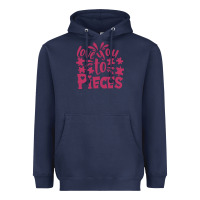 Navy love you to pieces Heavyweight Hoodie - CowhideDigitalArt