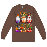 Chestnut Happy Hallothanksmas wine glasses and gnomes Long Sleeve Tee - texasbilliewilder
