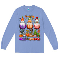Colony Blue Happy Hallothanksmas wine glasses and gnomes Long Sleeve Tee - texasbilliewilder