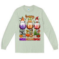 Matcha Happy Hallothanksmas wine glasses and gnomes Long Sleeve Tee - texasbilliewilder