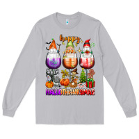 Moon Dust Happy Hallothanksmas wine glasses and gnomes Long Sleeve Tee - texasbilliewilder