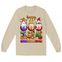 Mushroom Happy Hallothanksmas wine glasses and gnomes Long Sleeve Tee - texasbilliewilder