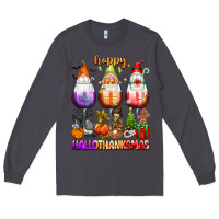Smoke Happy Hallothanksmas wine glasses and gnomes Long Sleeve Tee - texasbilliewilder