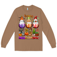 Toasted Coconut Happy Hallothanksmas wine glasses and gnomes Long Sleeve Tee - texasbilliewilder