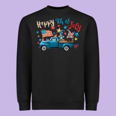 Happy 4th Of July Gnome Truck Heavyweight Sweatshirt Designed By Cowgirlartshop